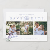 Save The Date Élégant Code QR de Fleur de Lavande 3 Photos (Devant)