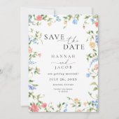 Save The Date Élégant Code QR de Fleur Sauvage pour Mariage (Devant)