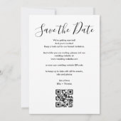 Save The Date Élégant Code QR de Photo de Mariage Script (Dos)