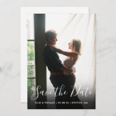 Save The Date Élégant Code QR de Photo de Mariage Script (Devant / Derrière)