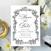 Save The Date Élégant Code QR Floral Victorien Mariage