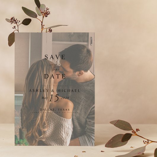 Save The Date Élégant Code QR Parchemin Aquarelle Photo Mariage