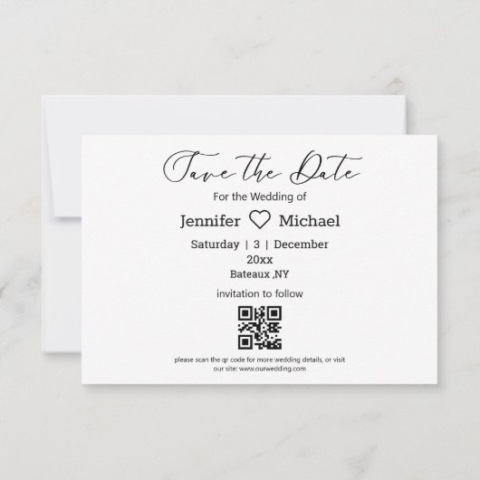Save The Date élégant code qr photo minimale (Dos)