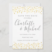 Save The Date Elégant Coeurs d'or Confetti Signature Script (Devant)