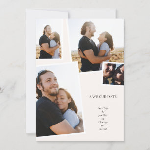 Save The Date Élégant Collage de 4 photos Mariage Enregistrer la