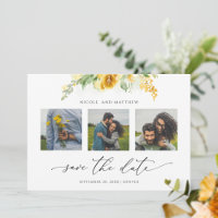 Élégant Collage Photo Jaune Floral Mariage