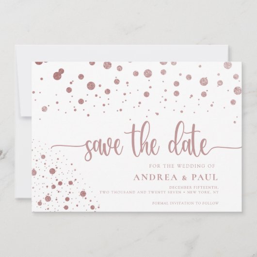 Save The Date Elégant Confetti Photo Mariage Enregistrer La Date (Devant)