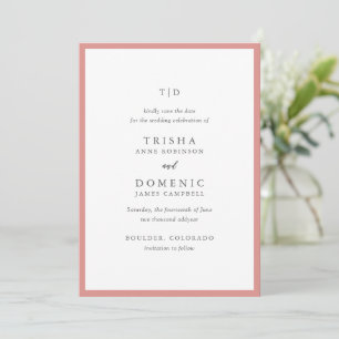 Save The Date Élégant corail rose Monogramme Mariage moderne
