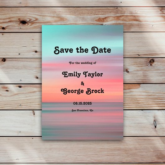 Save The Date Elégant coucher de soleil romantique Blue Sky Beac
