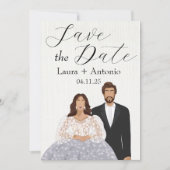 Save The Date Élégant couple espagnol illustré (Devant)