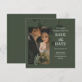 Save The Date Elegant customizable olive green wedding (Devant / Derrière)