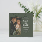 Save The Date Elegant customizable olive green wedding (Debout devant)