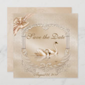 Save The Date Élégant cygne doré Formal Enregistrer la date (Devant / Derrière)