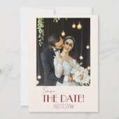 Save The Date Elegant Deep Red Ivory Old Money Photo Wedding (Devant)