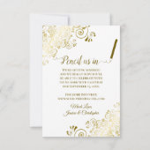 Save The Date Elégant dentelle or Oval Photo classique Mariage b (Dos)