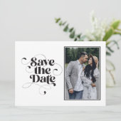 Save The Date Élégant Design Moderne Calligraphie Classique Simp (Debout devant)