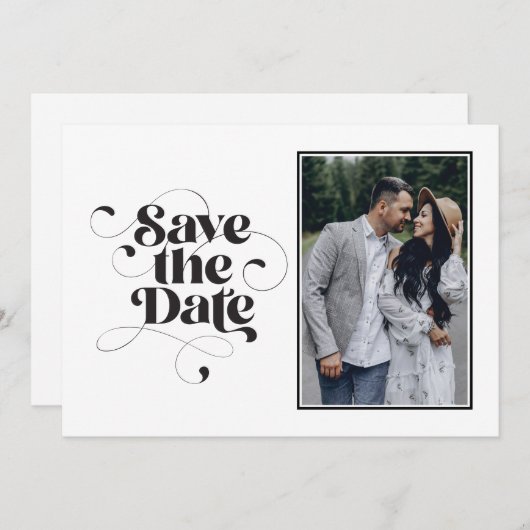 Save The Date Élégant Design Moderne Calligraphie Classique Simp (Devant / Derrière)