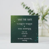 Save The Date Elégant design vert étincelant pour Mariage (Debout devant)