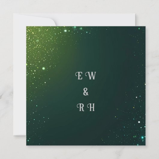 Save The Date Elégant design vert étincelant pour Mariage (Dos)