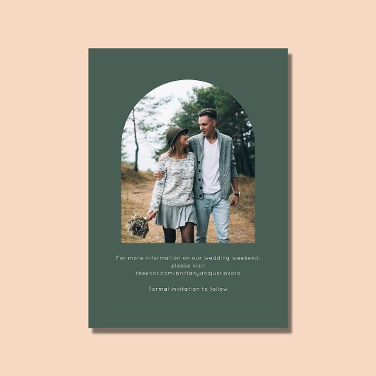 Save The Date Élégant Design Vert Photo Mariage Enregistrer La D