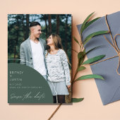 Save The Date Élégant Design Vert Photo Mariage Enregistrer La D