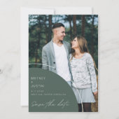 Save The Date Élégant Design Vert Photo Mariage Enregistrer La D (Devant)