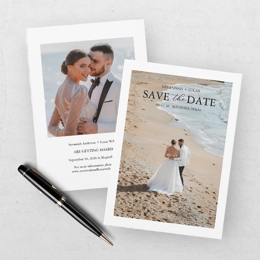 Save The Date Élégant Deux Photos