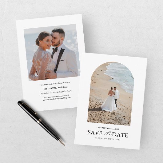 Save The Date Élégant Deux Photos