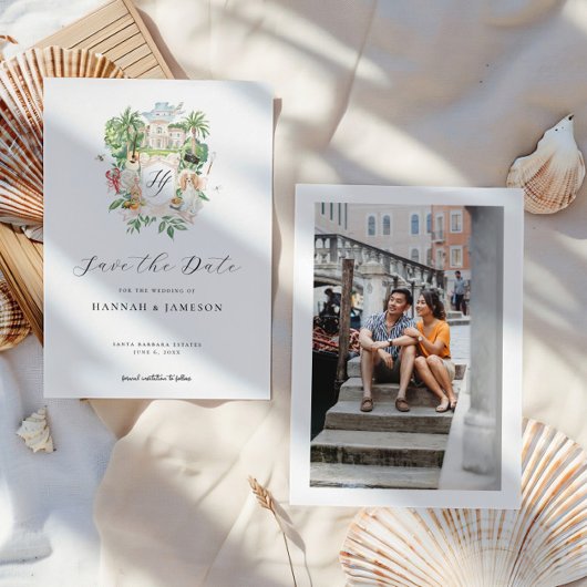 Save The Date Élégant domaine | Crête de mariage personnalisée