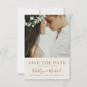 Save The Date Elégant Dusty Beige Mariage de typographie moderne (Devant)