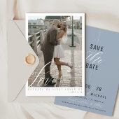 Save The Date Elégant Dusty Bleu Simple Photo Mariage chrétien