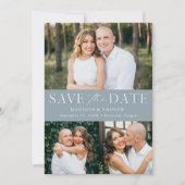 Save The Date Elégant Dusty Blue 3 Photo QR Code (Devant)