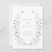 Save The Date Elégant Dusty Blue Fleur sauvage Rustic Boho Maria (Devant)