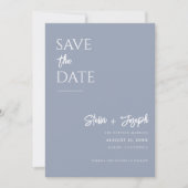 Save The Date Elégant Dusty Blue Moderne Boho Chic Photo Mariage (Devant)