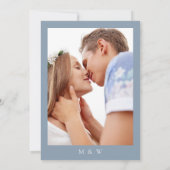 Save The Date Elégant Dusty Blue Photo Wedding Enregistrer La Da (Dos)