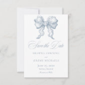 Save The Date Elegant Dusty Blue Toile French Manor Photo (Devant)