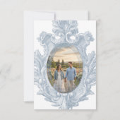 Save The Date Elegant Dusty Blue Toile French Manor Photo (Dos)