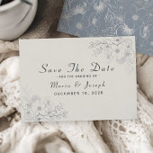 Save The Date Elégant Dusty Blue Winter Wedding Date de sauvegar