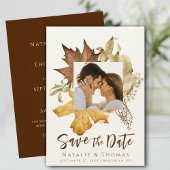Save The Date Elégant Dusty Brown Autumn Foliage Mariage de auto