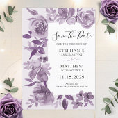 Save The Date Elégant Dusty Mauve Aquarelle Floral Mariage
