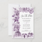 Save The Date Elégant Dusty Mauve Aquarelle Floral Mariage (Devant)