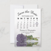 Save The Date Élégant Dusty Purple Rose Calendrier Mariage (Devant)