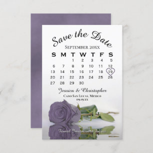 Save The Date Élégant Dusty Purple Rose Calendrier Mariage