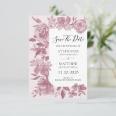 Save The Date Elégant Dusty Rose aquarelle Mariage floral (Debout devant)