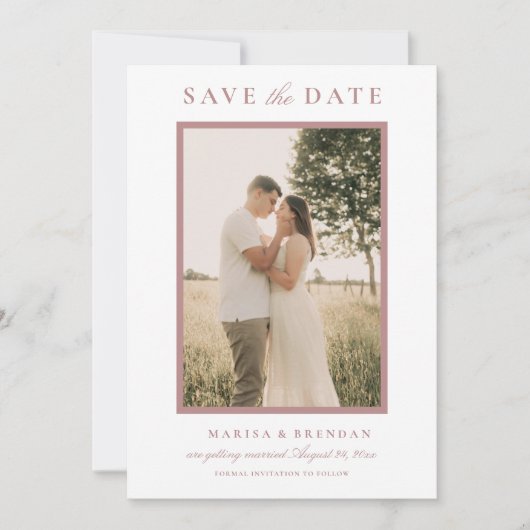 Save The Date Elegant Dusty Rose Photo Mariage (Devant)