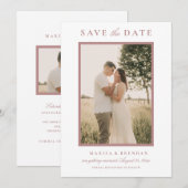 Save The Date Elegant Dusty Rose Photo Mariage (Devant / Derrière)
