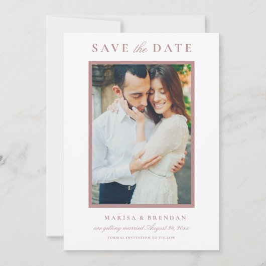 Save The Date Elegant Dusty Rose Photo Mariage (Devant)