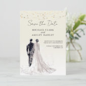 Save The Date Élégant Écriture Mariage Traditionnel (Debout devant)