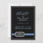 Save The Date Élégant effet de ruban en bleu Enregistrer la date (Dos)