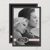 Save The Date Élégant effet ruban rose doux Enregistrer la date (Devant / Derrière)